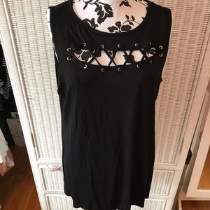 BLACK BELLDINI CAGE TANK TOP Size 1x NWT